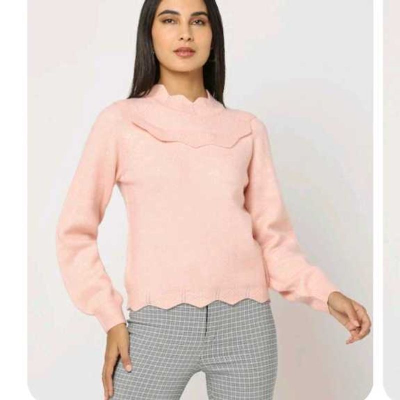 Chic Pink Ruffle Sweater