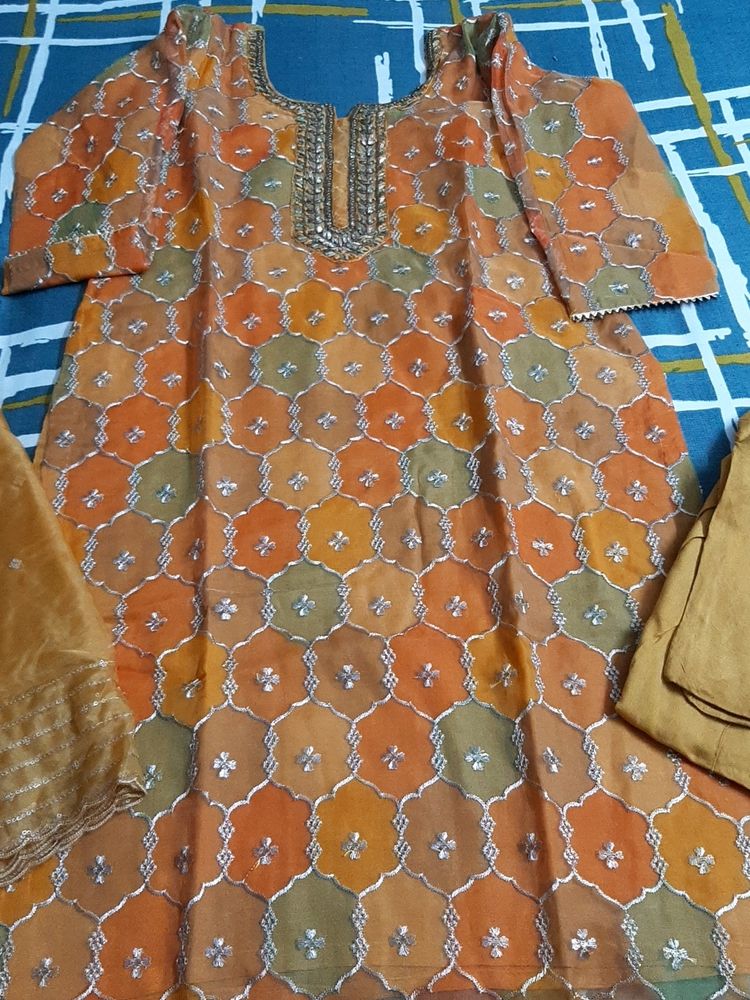 Orange Embroidered Salwar Kameez