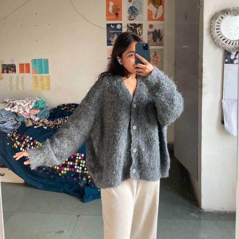 Fluffy Grey Cardigan