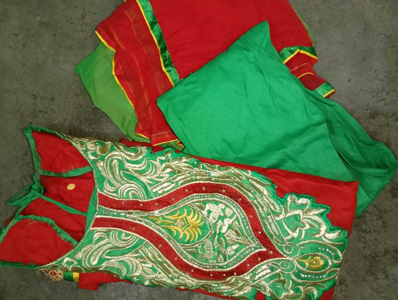 Red &amp; Green Embroidered suit