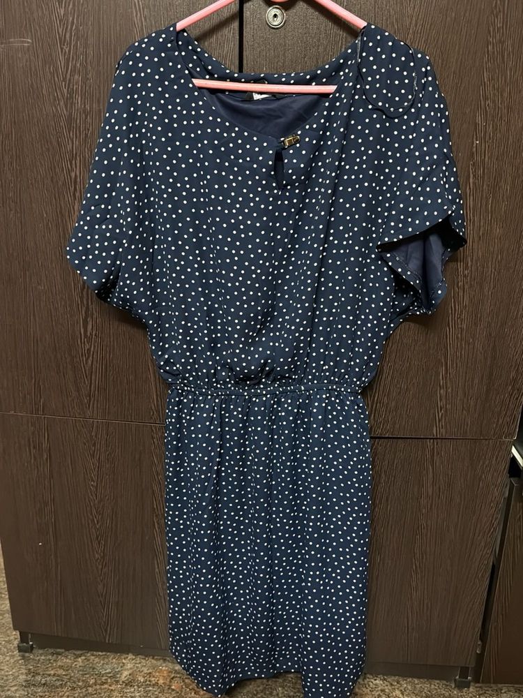 Blue Polka Dot Casual Dress