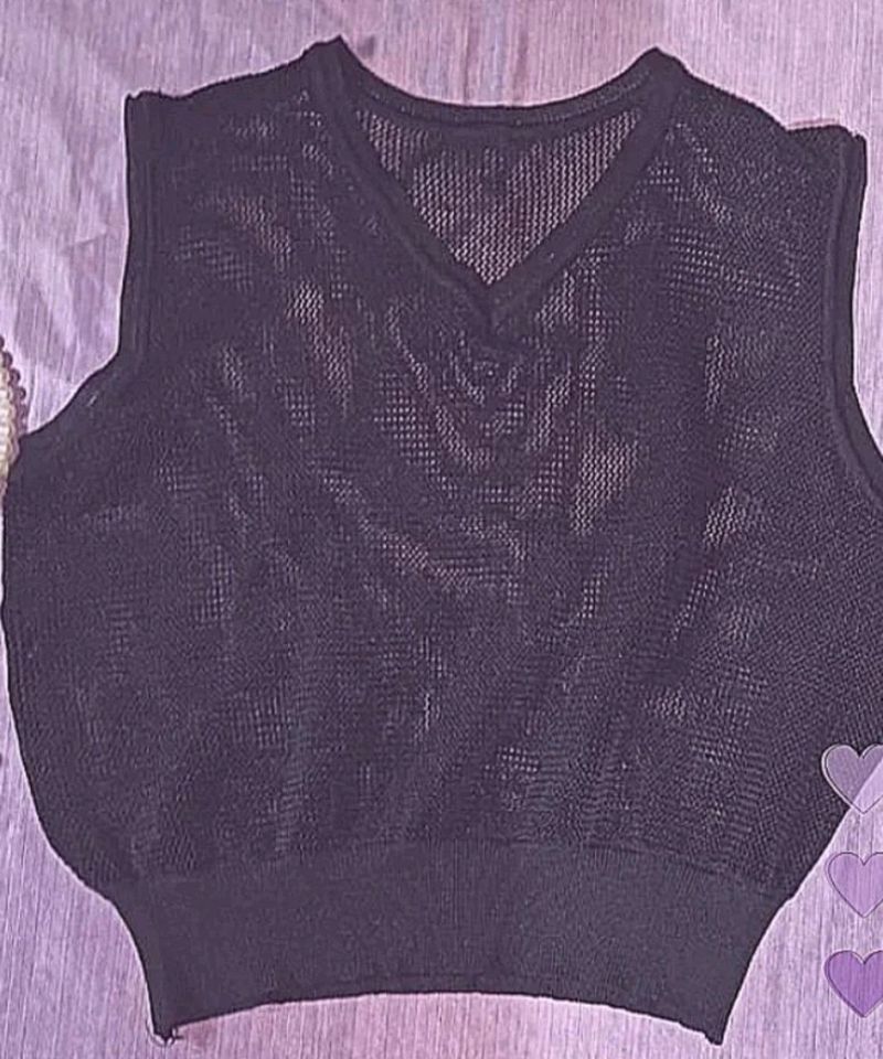 Black Knitted Tank Top