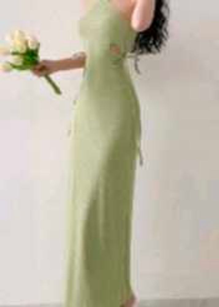Green halterneck dress