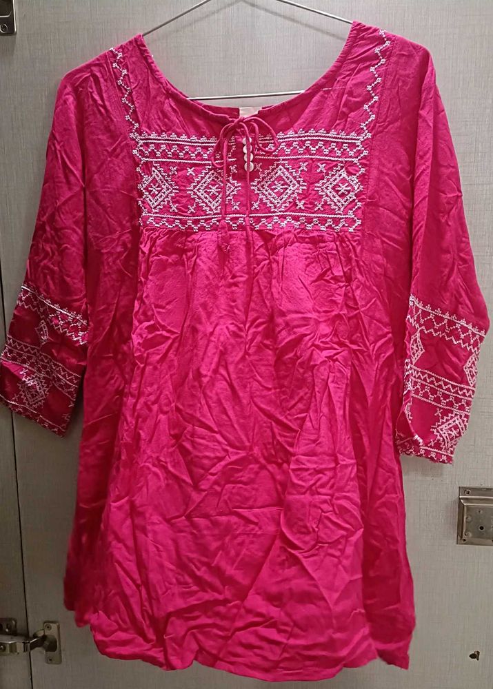 Pink Thread Work Tunic Top