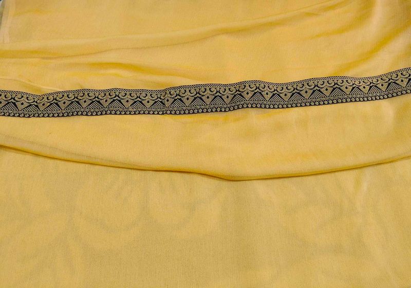 Yellow Dupatta with Black Border