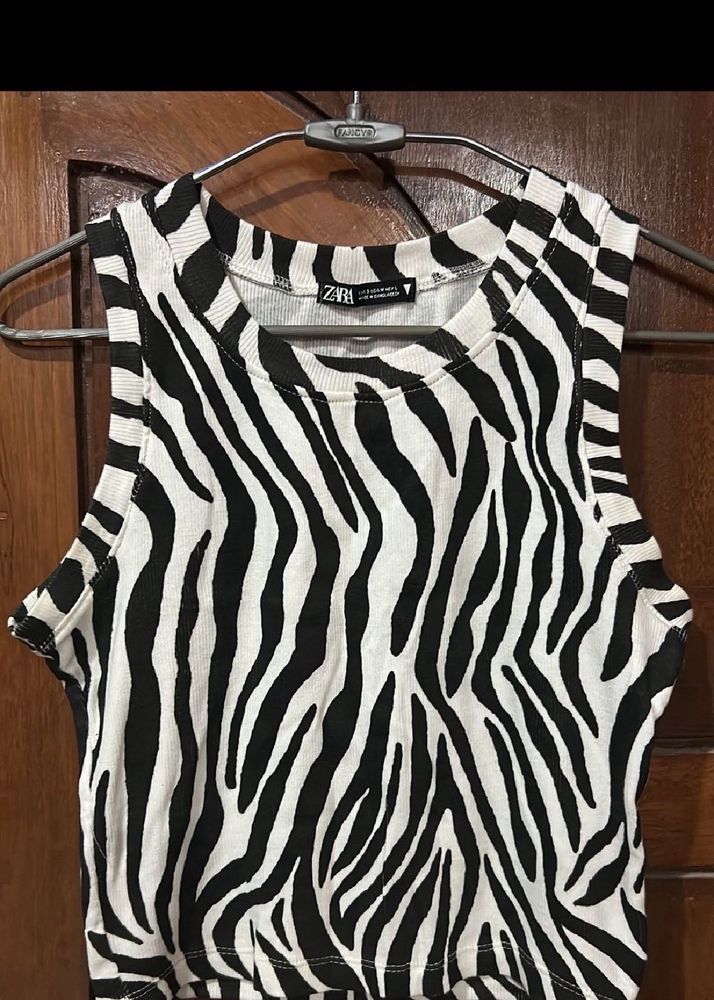 ZARA Zebra Print Crop Top
