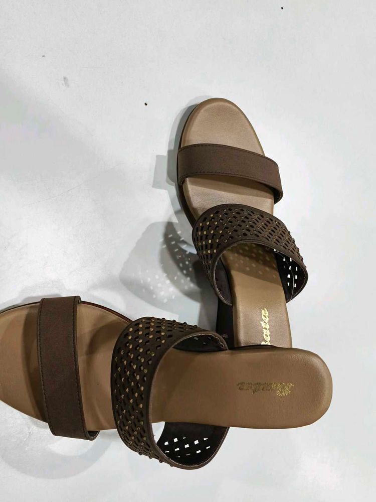 Brown Bata Heeled Sandals