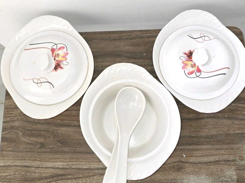 Serving Bowls with Lids &amp; Spoons