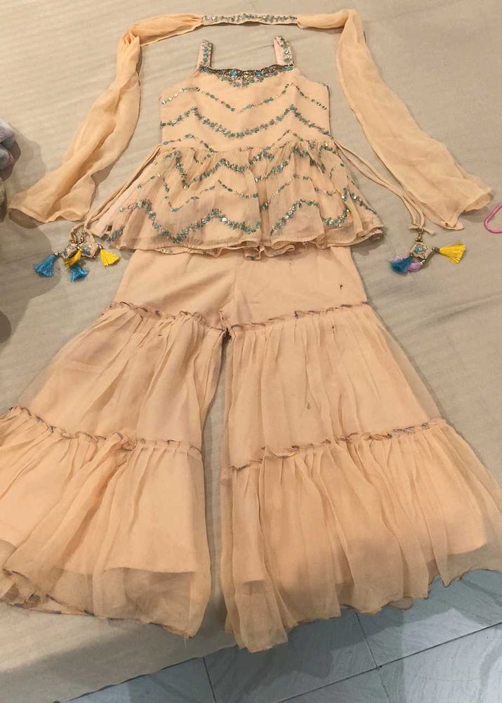 Girls&#39; Peach Sharara Suit