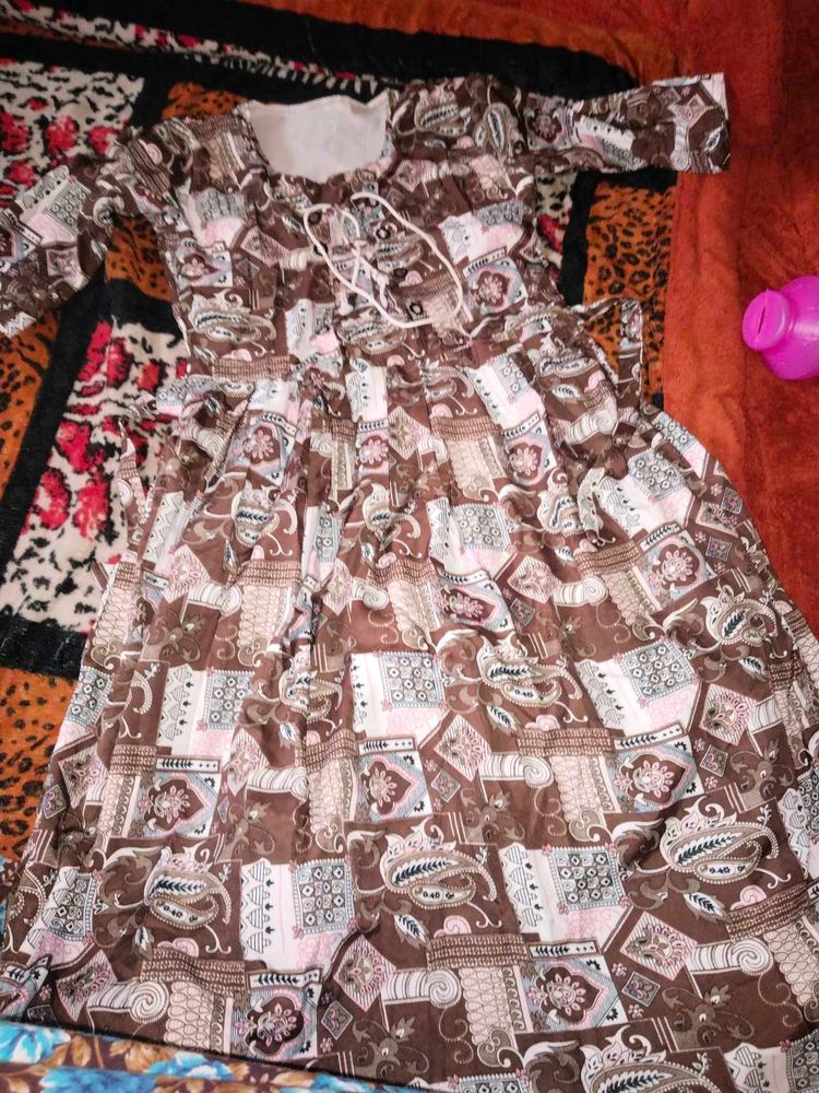 Brown Patterned Dress