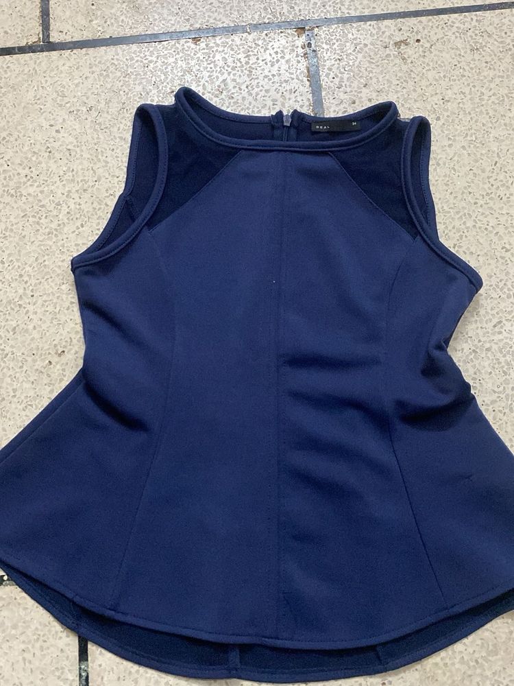 Chic Navy Peplum Top
