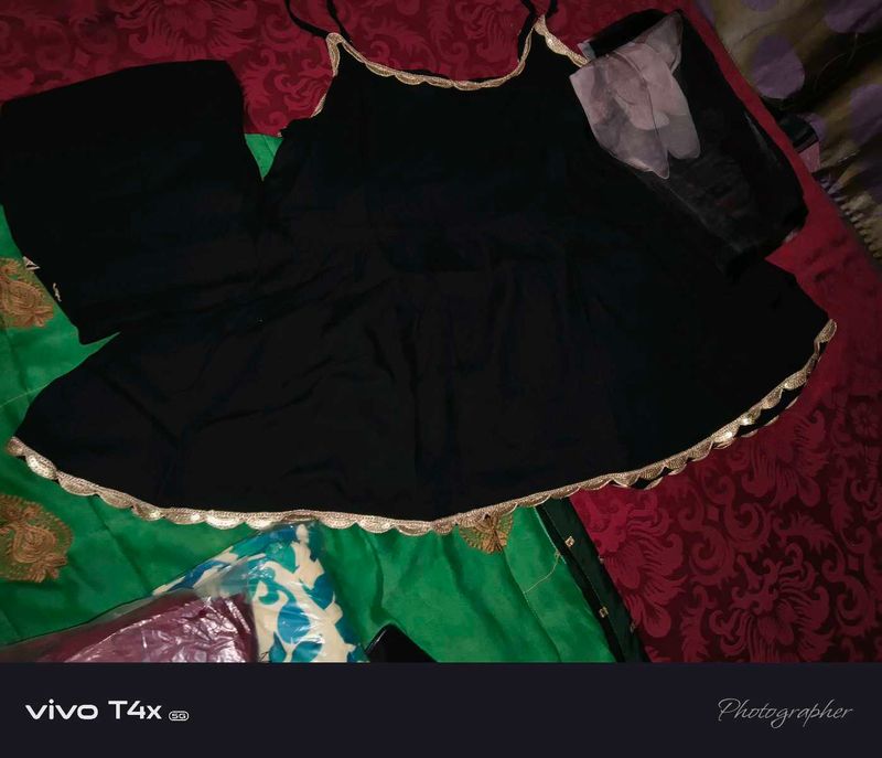 Black Embroidered Top with Pants
