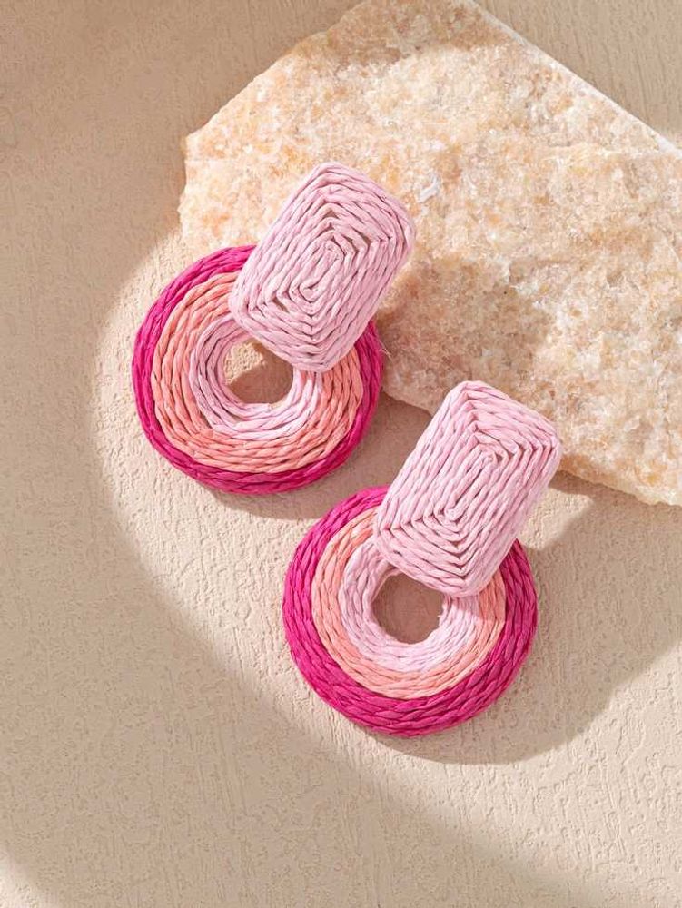 Pink Woven Statement Earrings🩷🩵