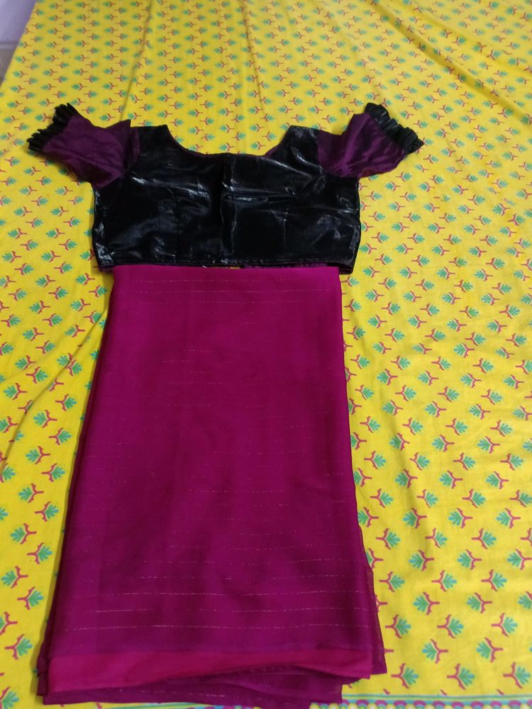 Magenta Saree Stitched Blouse