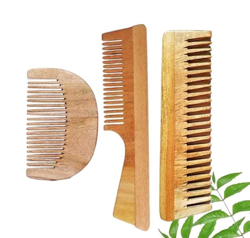 Wooden Neem Comb. 3 Piece Of Comb.