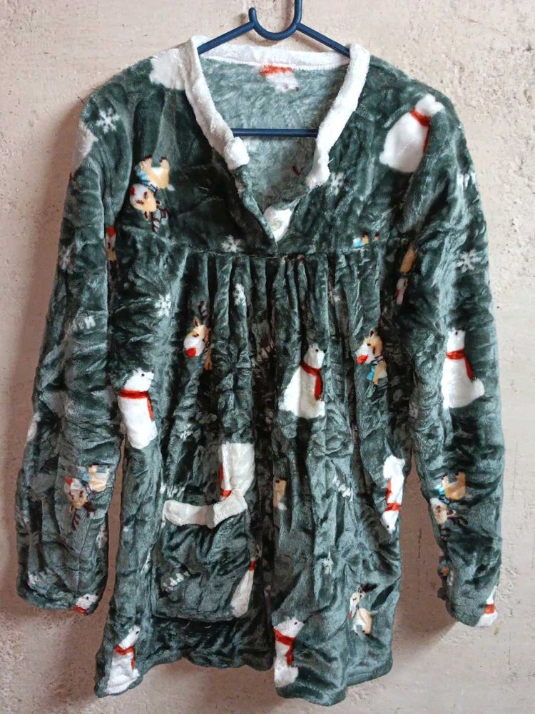 2PCS PLUS SIZE Fashion Fleece Night Suit