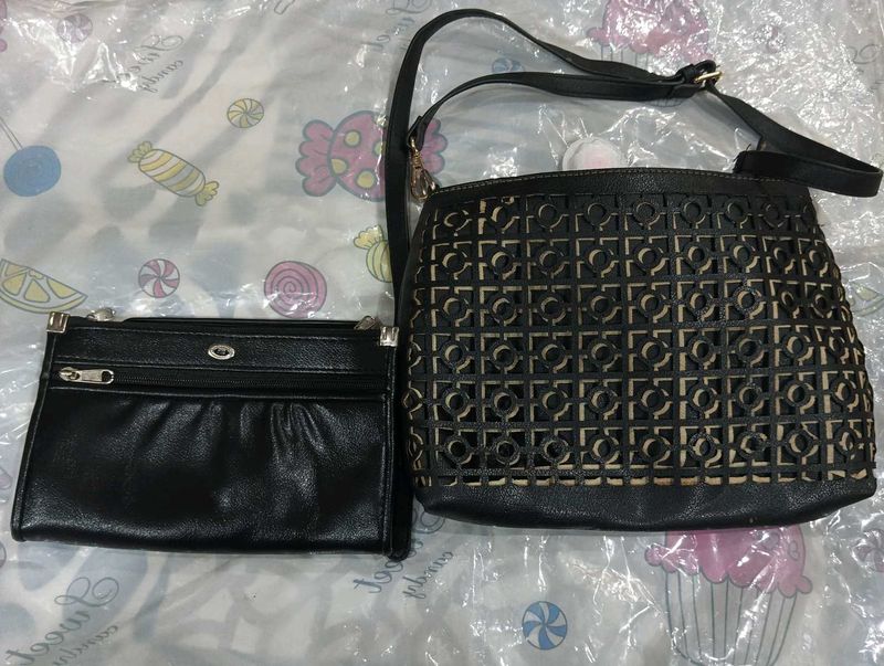 Black Handbag with Matching Wallet