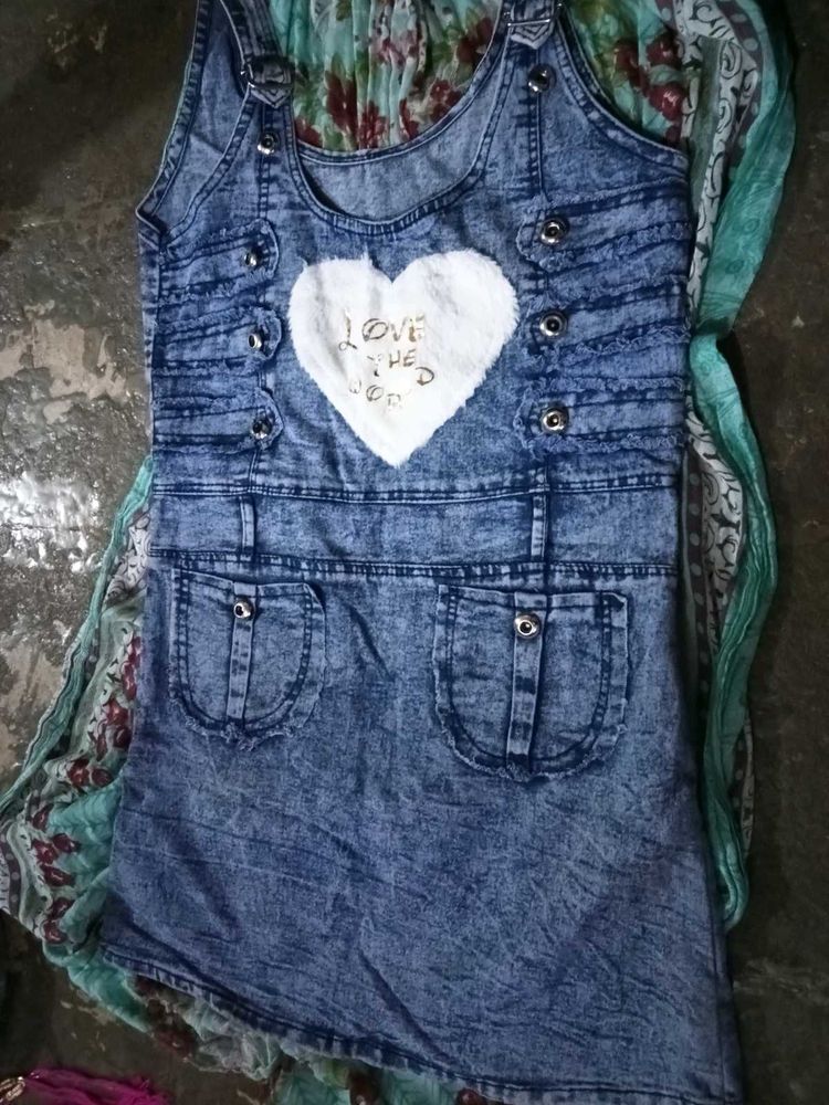 Denim Dress with Heart for girls