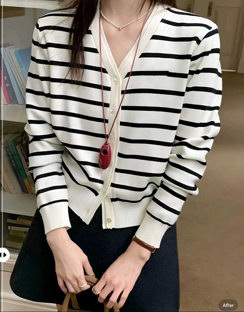 New with tag MNG Striped V-Neck Cardigan