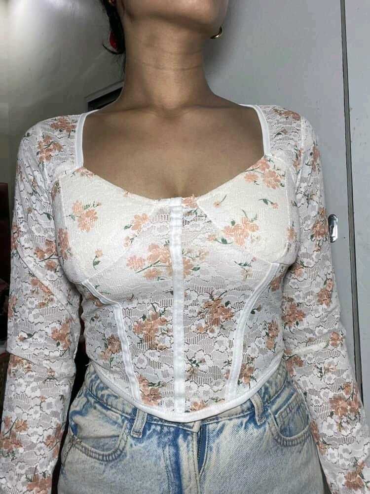 Floral Lace Corset Crop Top