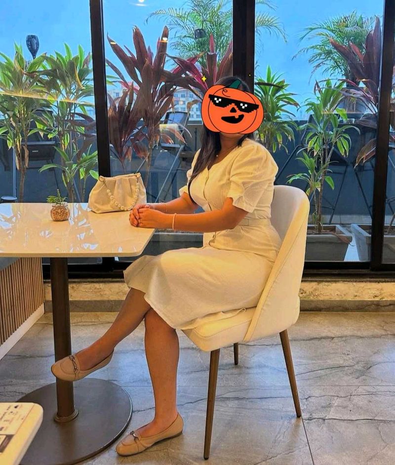 Elegant White Dress (Belt Not Available)