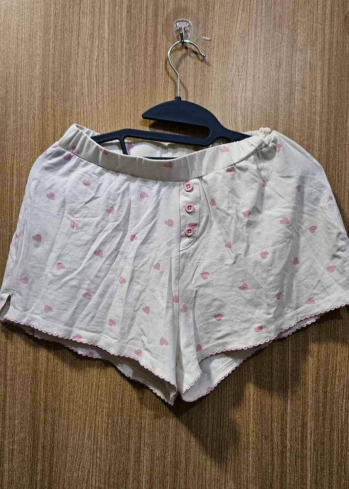 Cute Heart Print Shorts