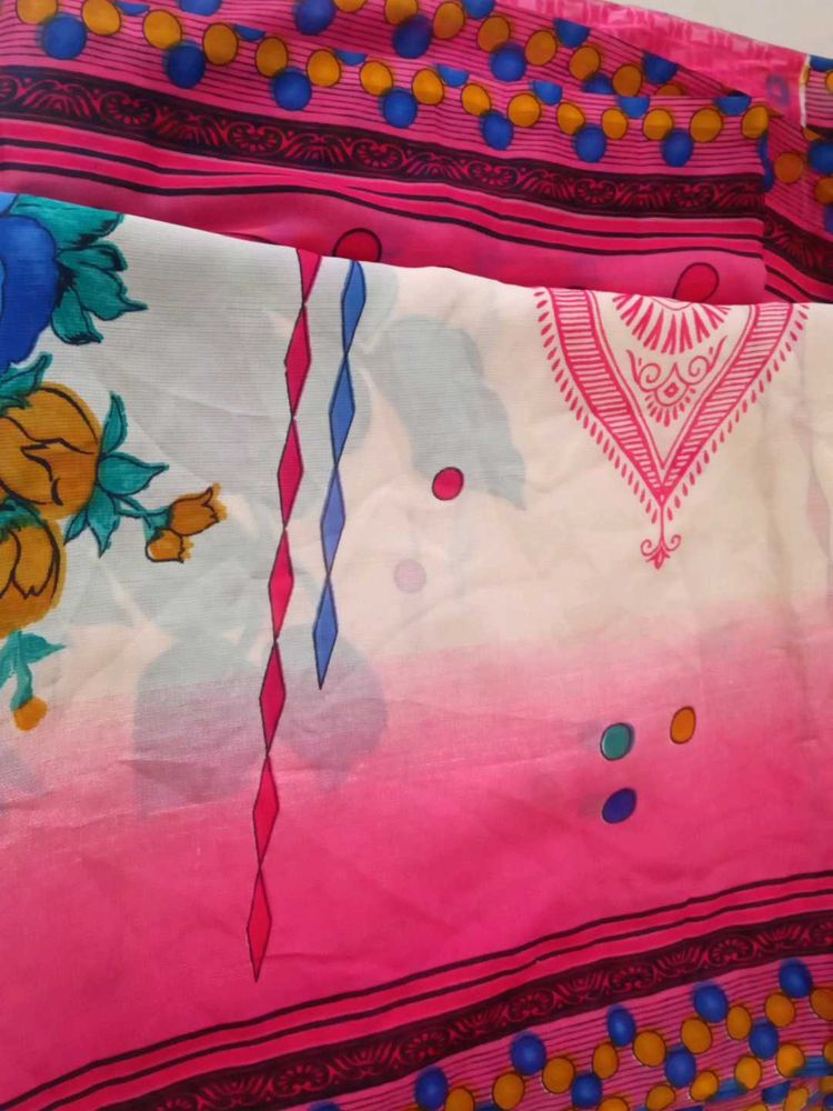 Pink Floral Print  - new Saree