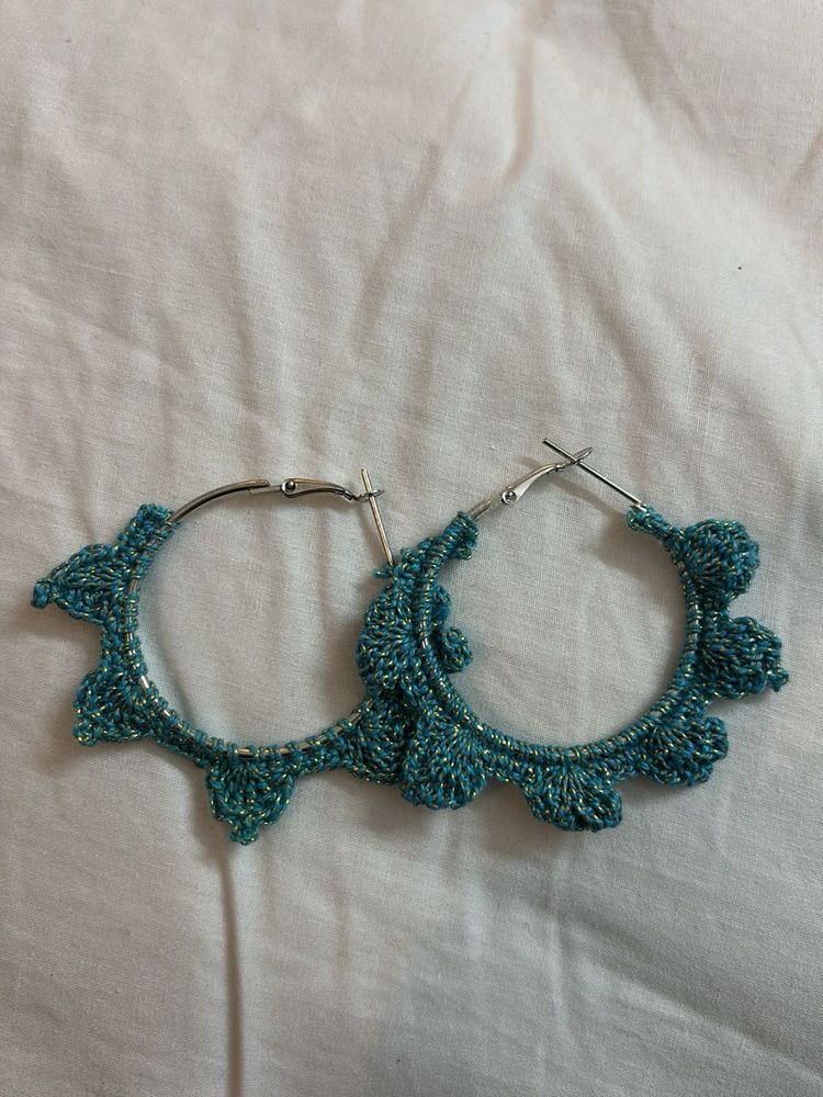 Blue Crochet Hoops