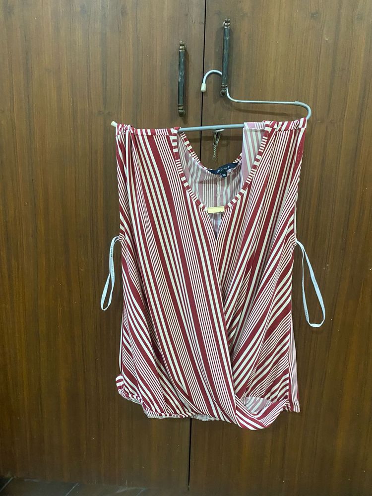 Striped Wrap Top