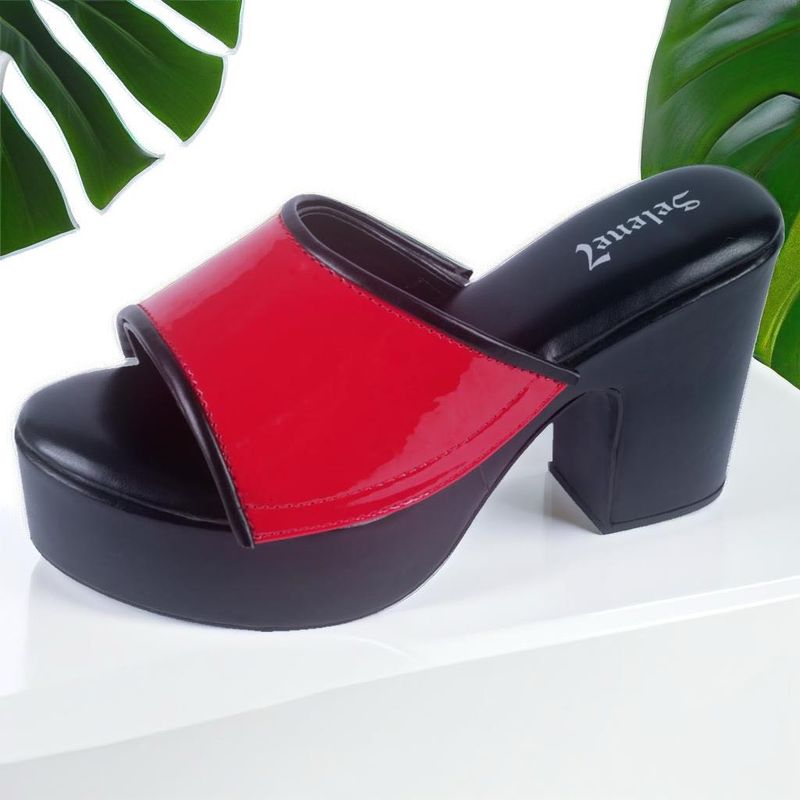 Black Platform Block Heels With Multistyling Strap