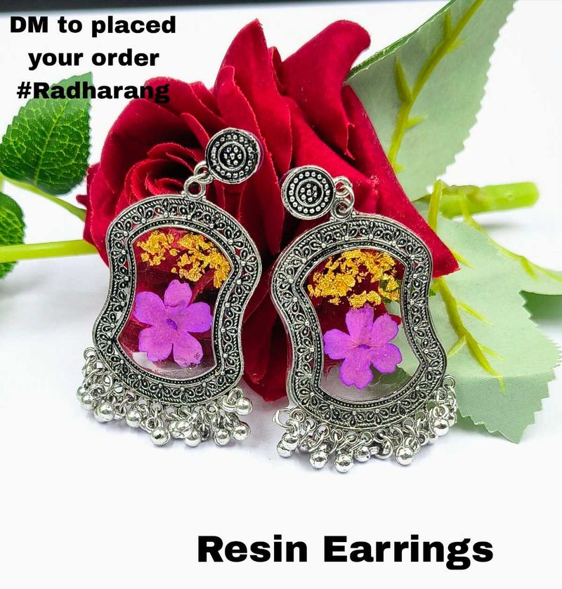 Handmade Resin Flower Earrings