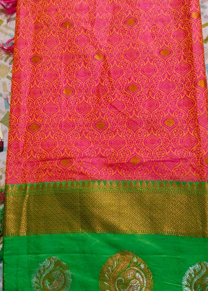 Pink &amp; Green Saree.
