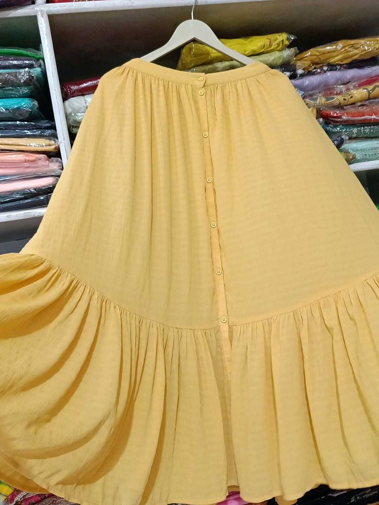 French connection Flowy Mustard Maxi Skirt