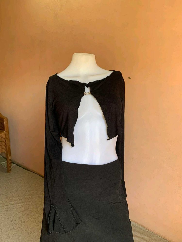 Black Cardigan &amp; Skirt Set