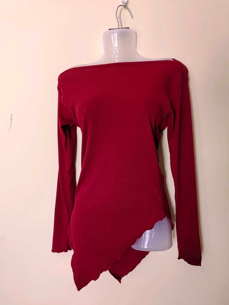 Burgundy Asymmetrical Top
