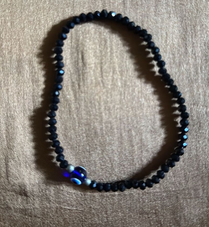 Black Beaded Evil Eye Bracelet