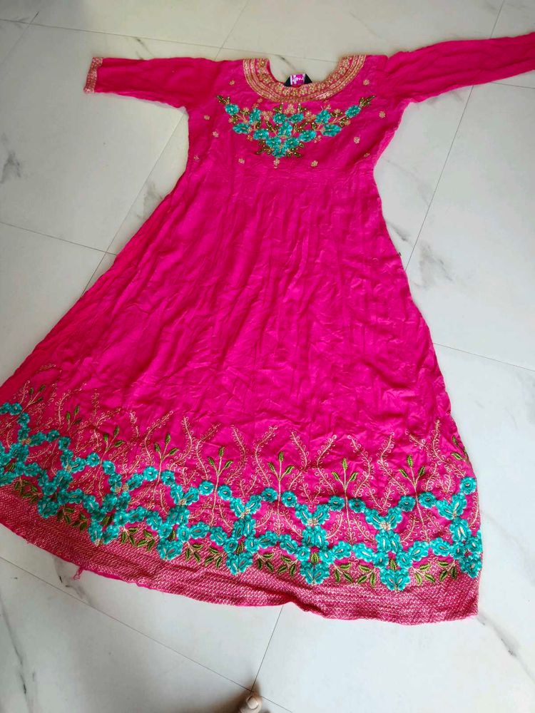 Pink Anarkali Suit With Pant