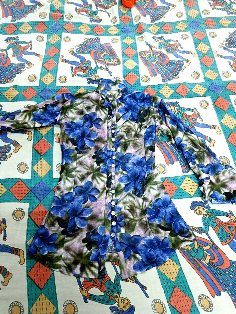 Beautiful Floral Print Lycra Shirt