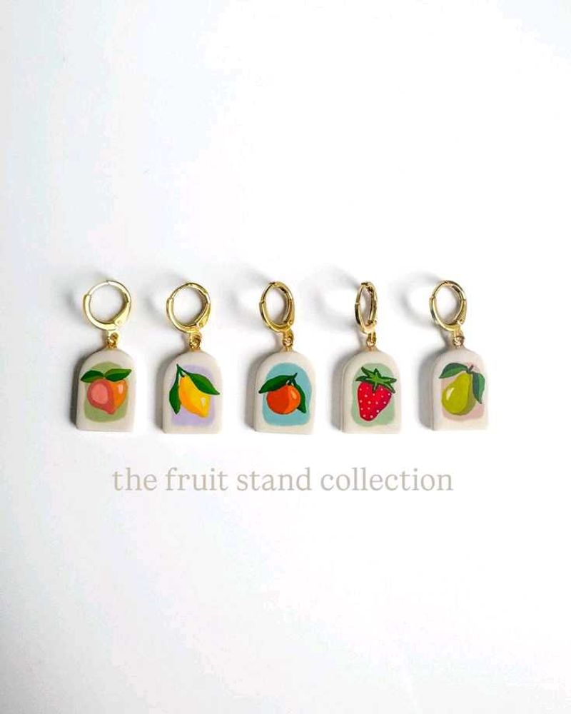 Fruit painted clay earings