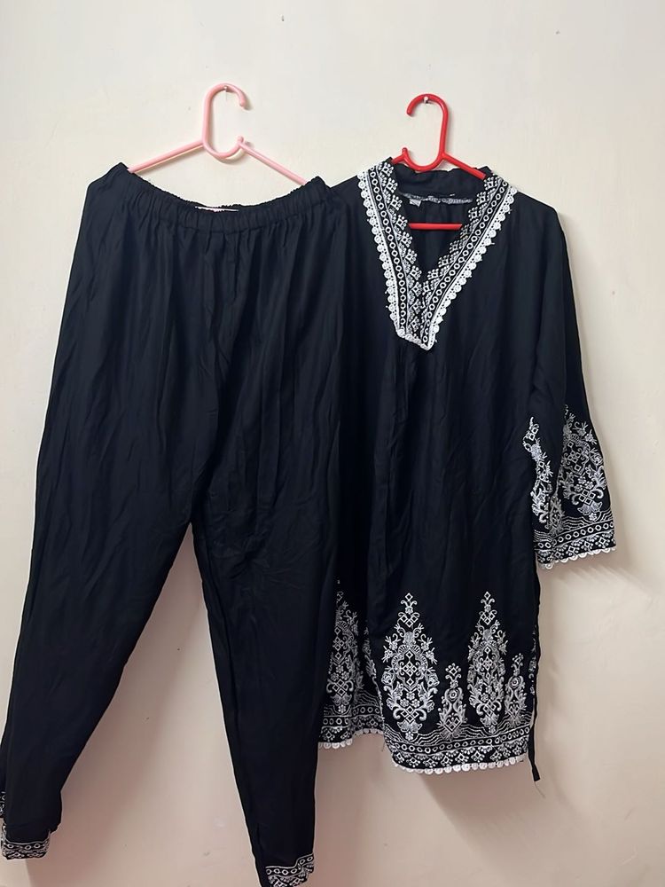 Embroidered Black Co-ord Set