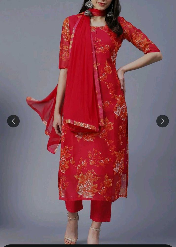 Myntra brand Floral Red Kurta Set