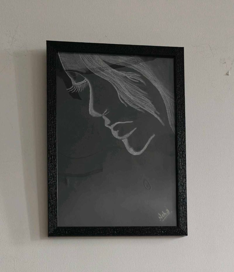 Framed pastel sketch Art