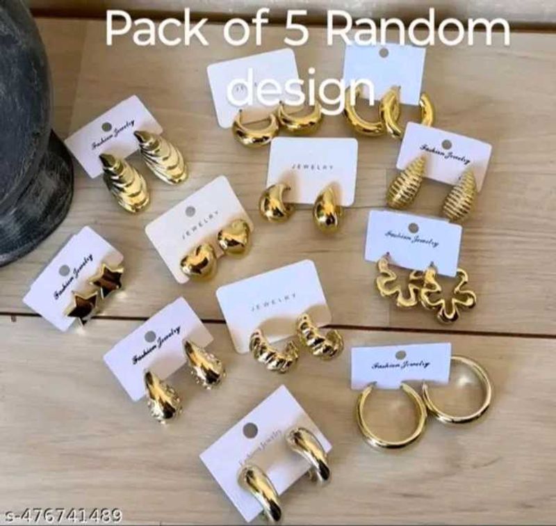 Gold Earring Set (5 Pairs)