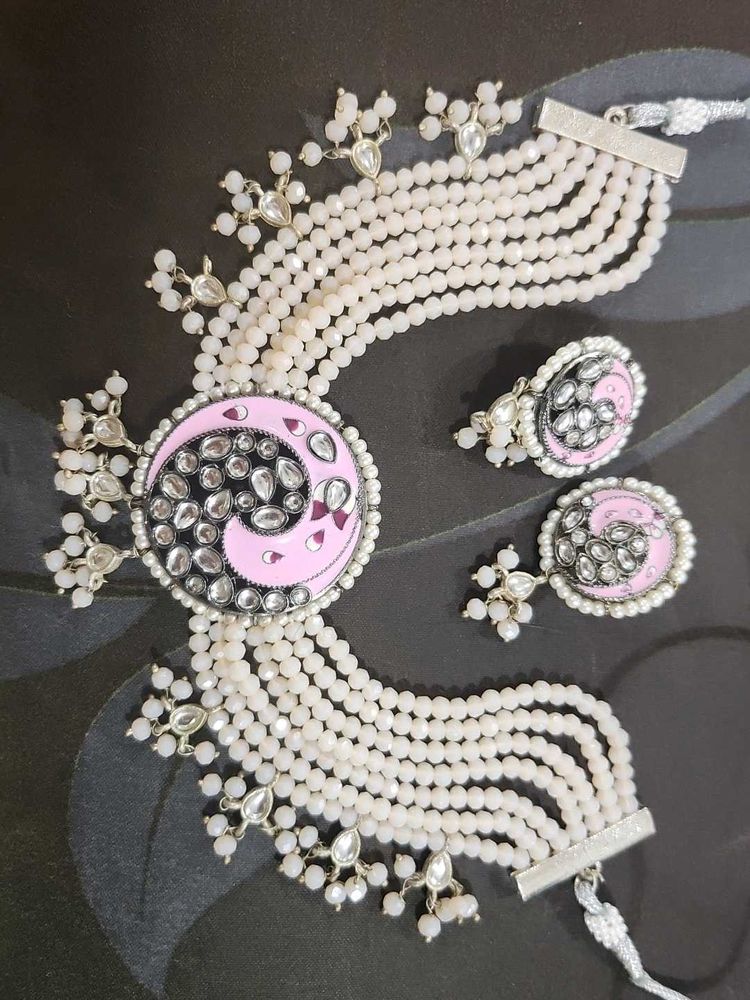 Pink Kundan Choker Set