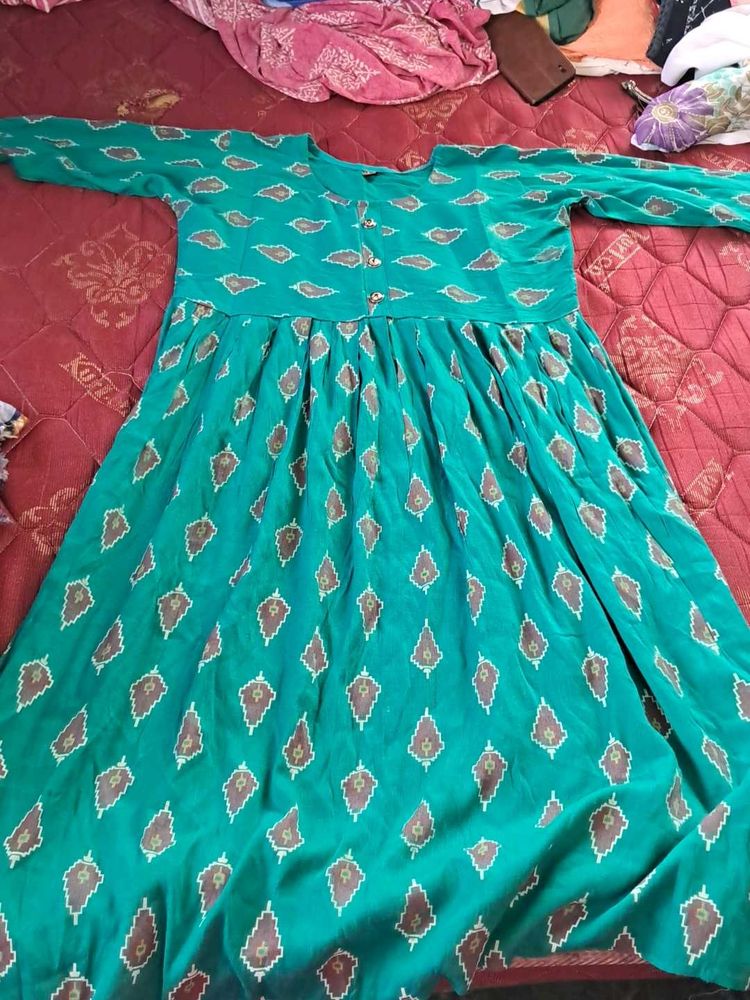 Teal Diamond Print Dress