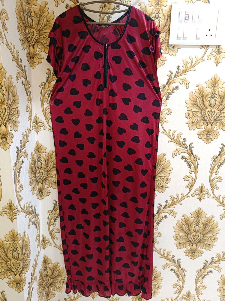 Honeymoon Night Gown - Satin Red