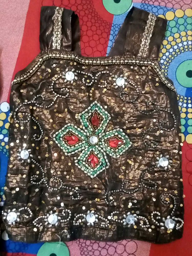 Brown Beaded Girls Top