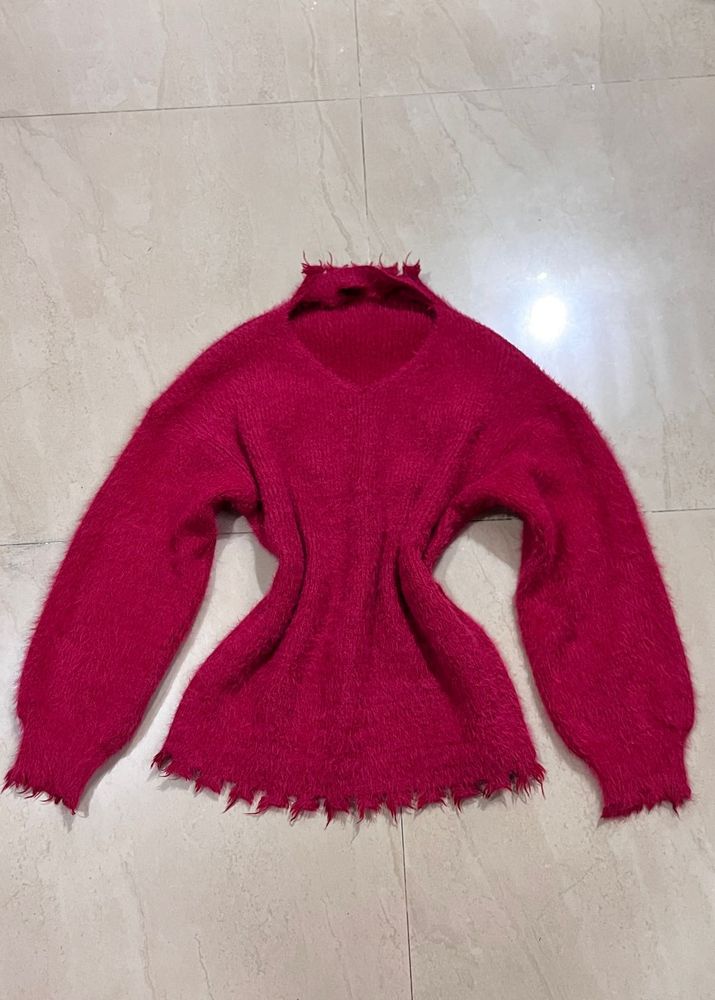 Fuzzy Pink Sweater