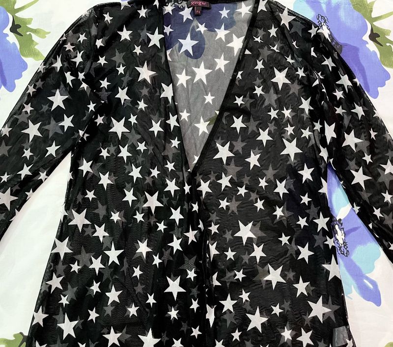 Ginger Star Print Sheer Shrug