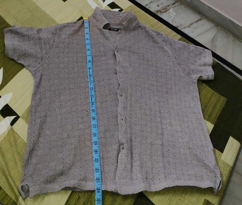 Men&#39;s Premium Openwork Knit Collared Shirt